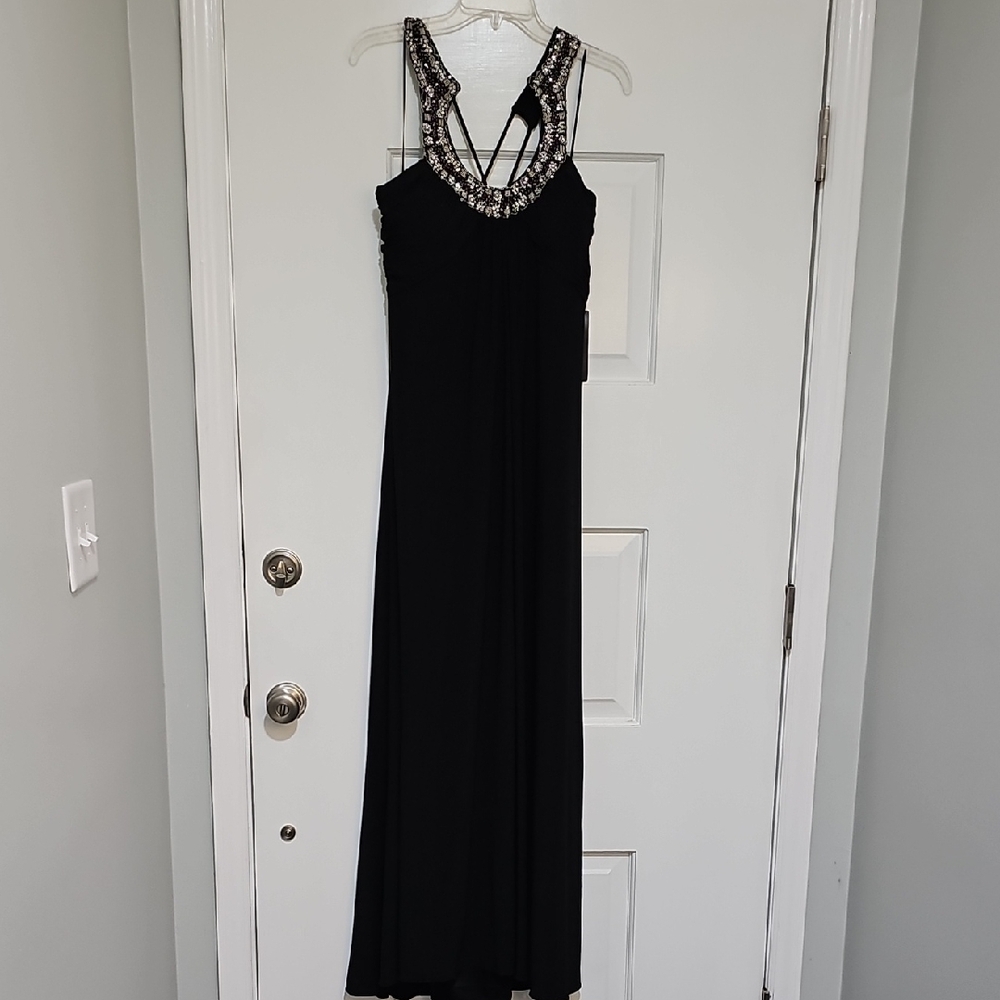 Black Sleeveless Maxi Gown with Spaghetti Straps